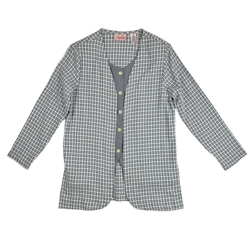 Vintage Jaclyn Smith Plaid Striped Light Jacket Vest One Piece Size 6